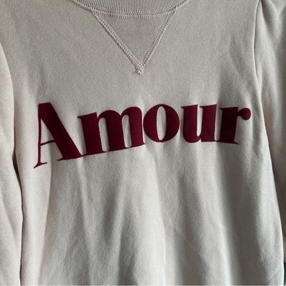 Abercrombie & Fitch Pink 'Amour' Graphic Puff Crop Sleeve Sweatshirt Medium - Picture 2 of 11